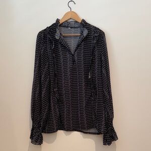 Women's Black and White Patterned Blouse